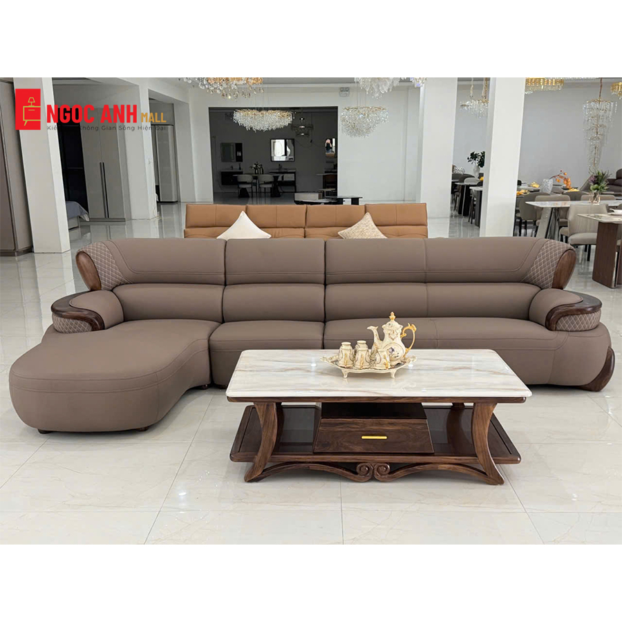 BỘ SOFA GÓC L BỌC DA CAO CẤP
