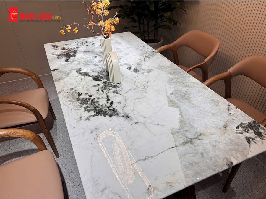 BỘ BÀN ĂN MẶT ĐÁ TỰ NHIÊN CHÂN XOẮN ĐỘC ĐÁO - Ảnh 2