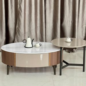 BỘ BÀN TRÀ ĐÔI OVAL MẶT ĐÁ VÂN MÂY