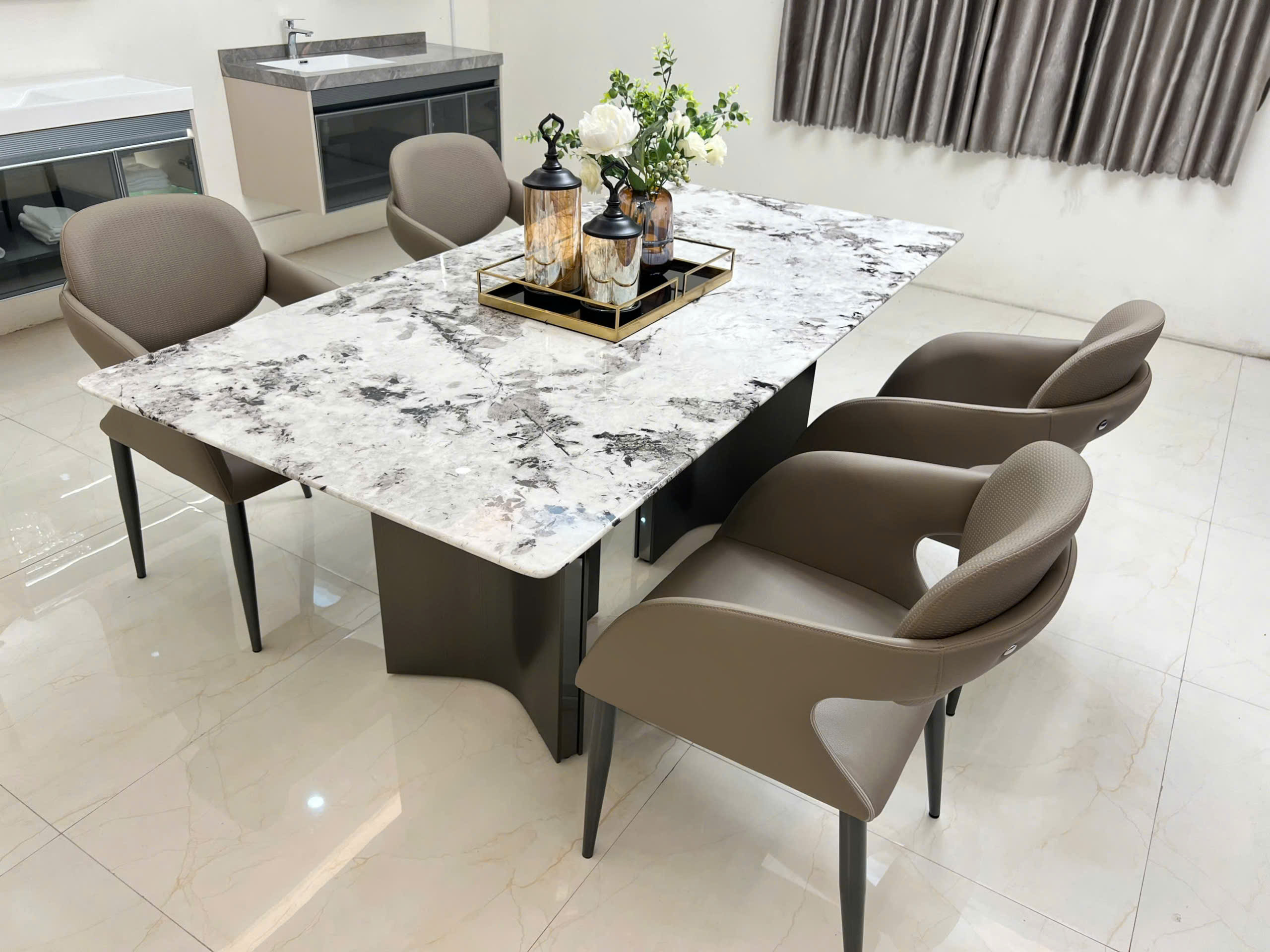 BỘ BÀN ĂN MẶT ĐÁ CHÂN KHỐI HIỆN ĐẠI - Ảnh 2