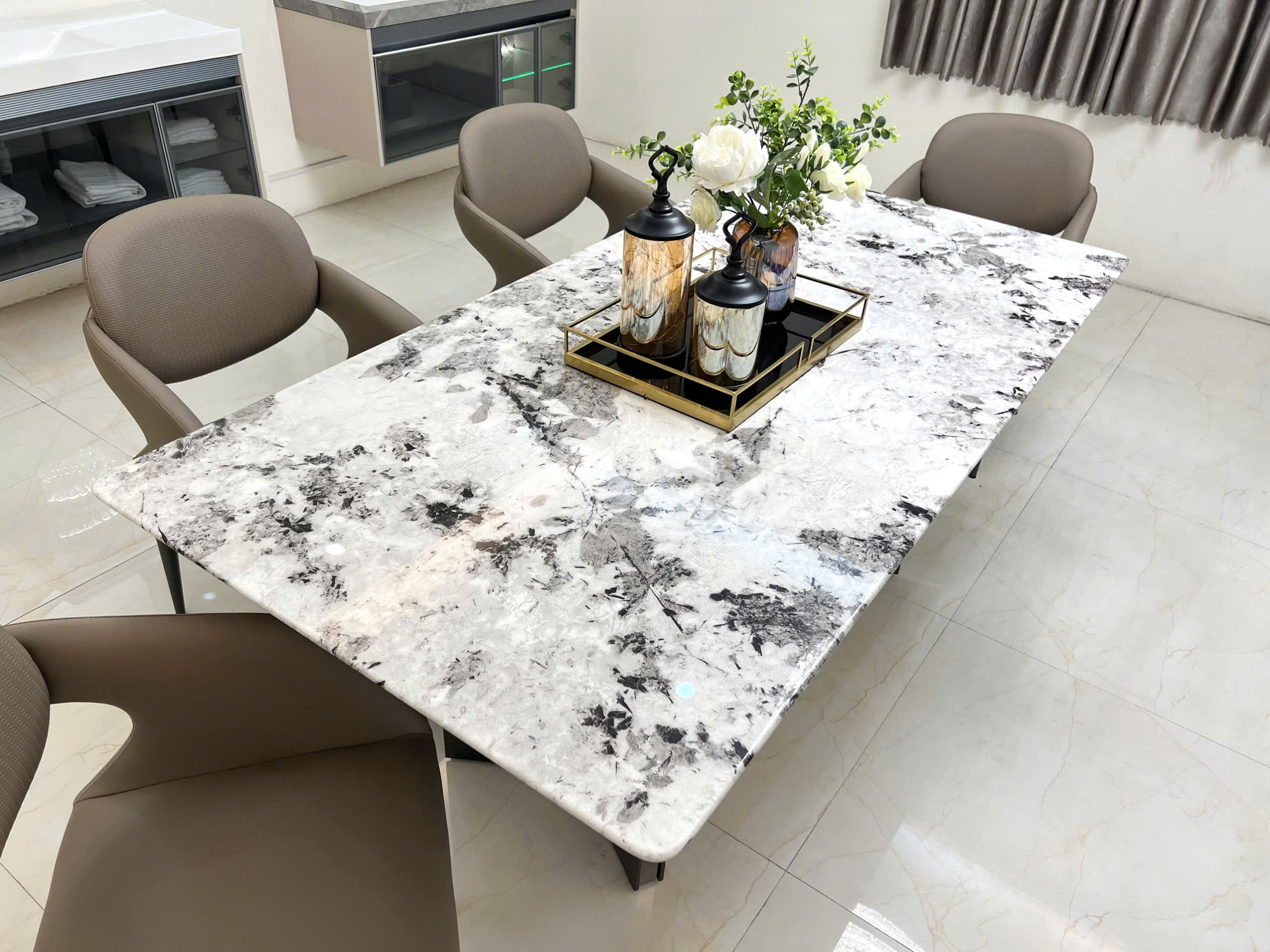 BỘ BÀN ĂN MẶT ĐÁ CHÂN KHỐI HIỆN ĐẠI - Ảnh 5