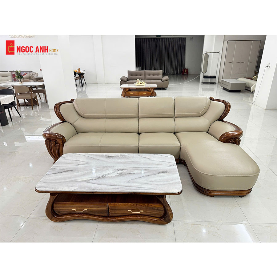 SOFA GỖ MUN DA BÒ CAO CẤP