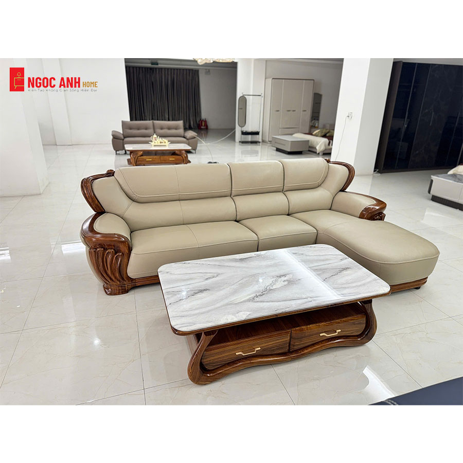 SOFA GỖ MUN DA BÒ CAO CẤP - Ảnh 3